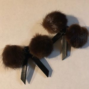 Vintage Set of Mink Bow Shoe-clips